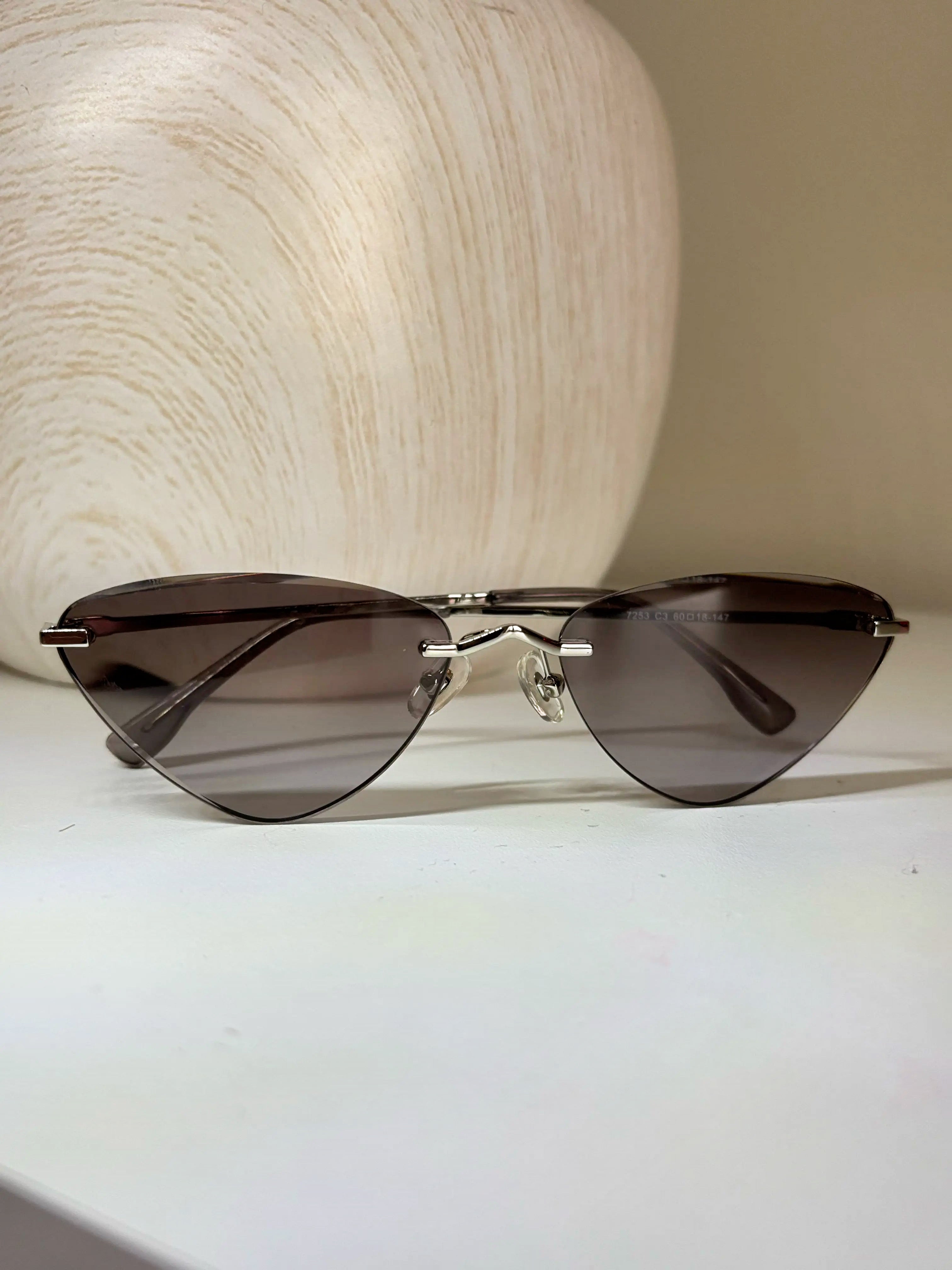 Rimless Cat-Eye Sunglasses — Brown Gradient