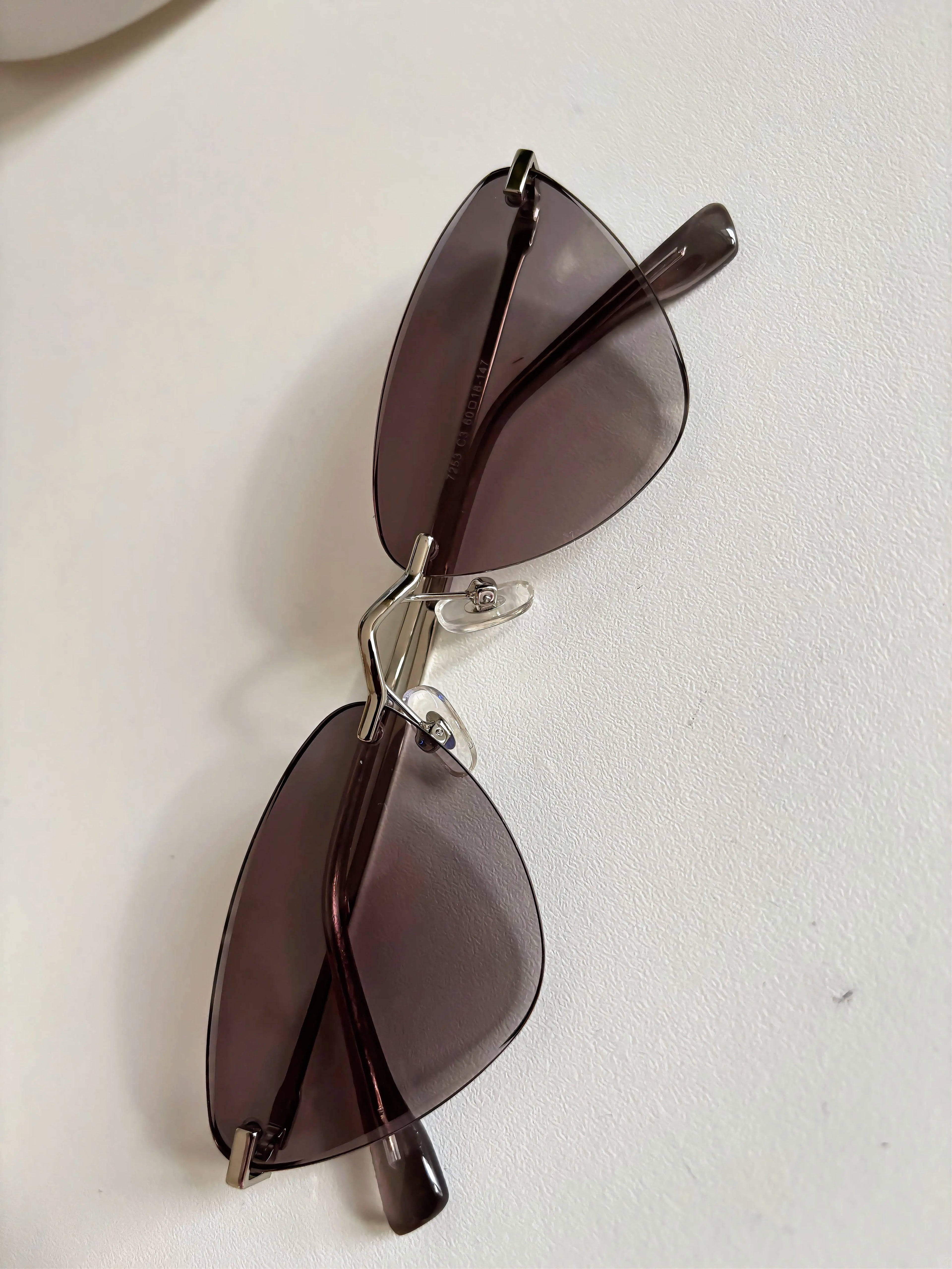 Rimless Cat-Eye Sunglasses — Brown Gradient