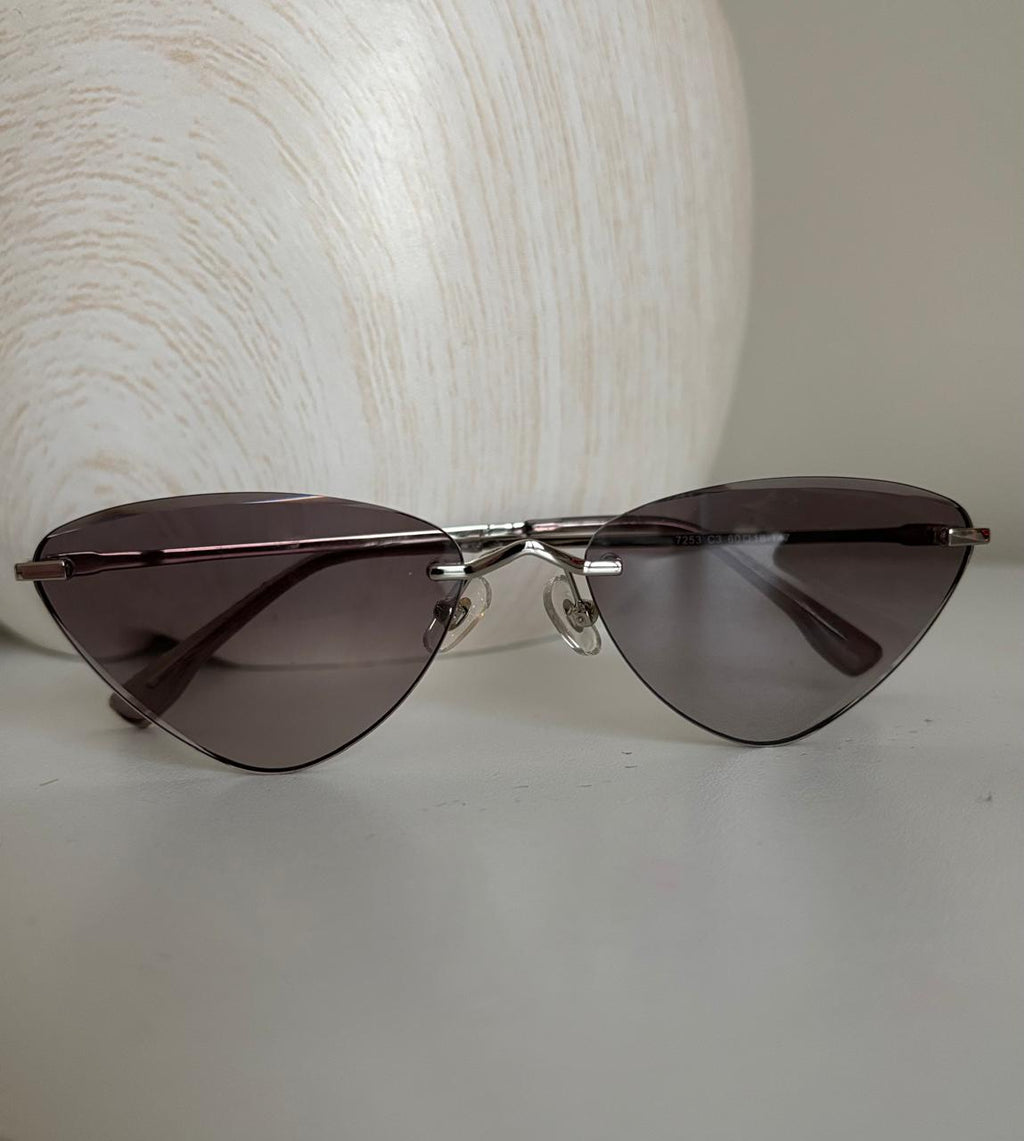 Rimless Cat-Eye Sunglasses — Brown Gradient