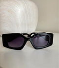 Prada Milano Inspired Angular Geometric Sunglasses — Gloss Black