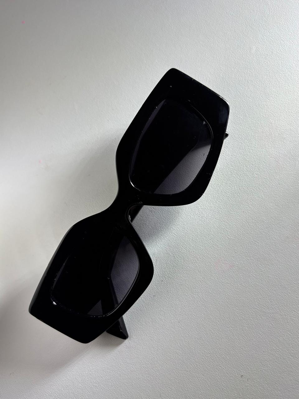 Prada Milano Inspired Angular Geometric Sunglasses — Gloss Black