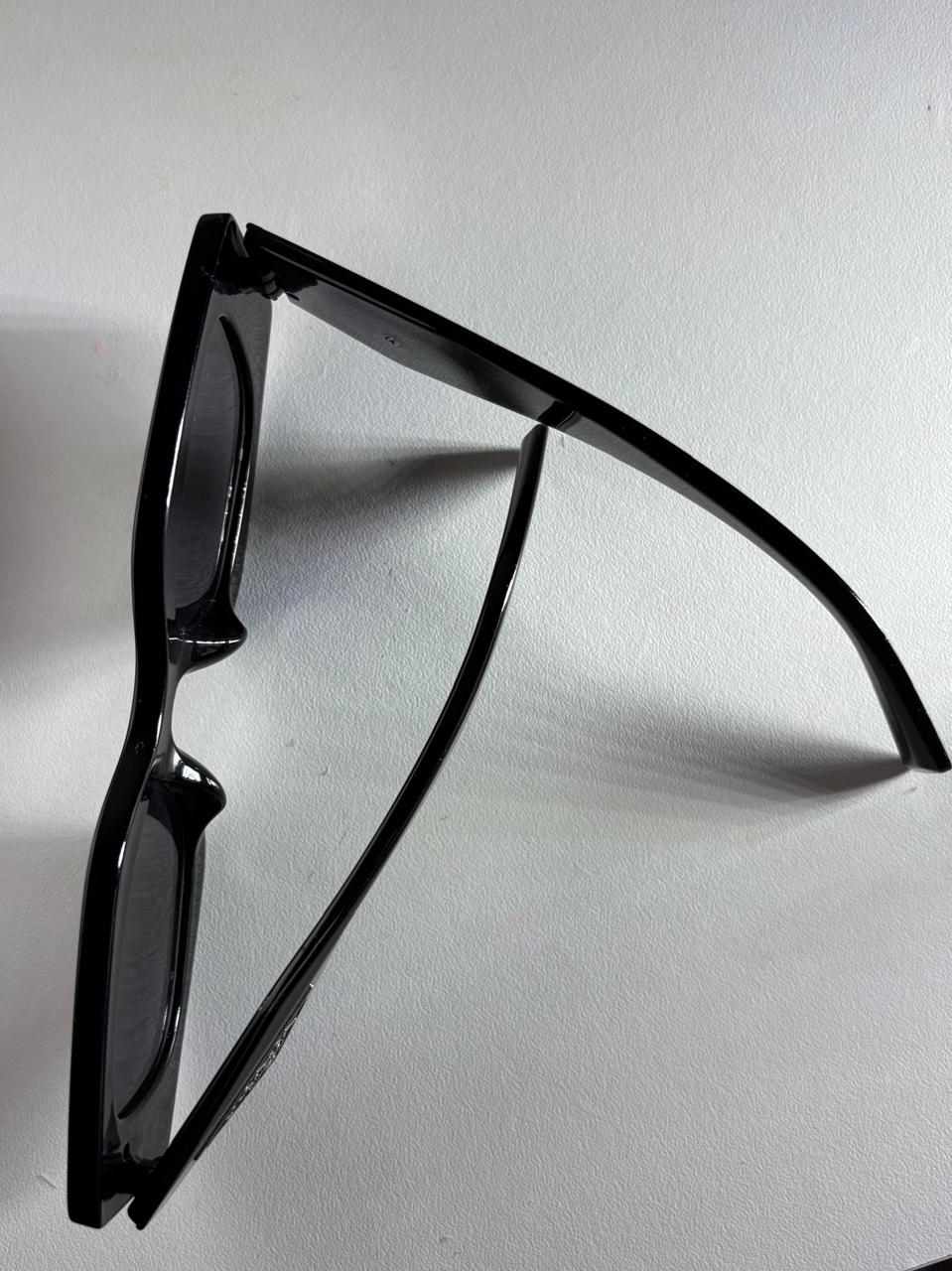 Prada Milano Inspired Angular Geometric Sunglasses — Gloss Black